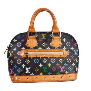 Authentic Louis Vuitton x Takashi Murakami Black Monogram Multicolore Alma GM